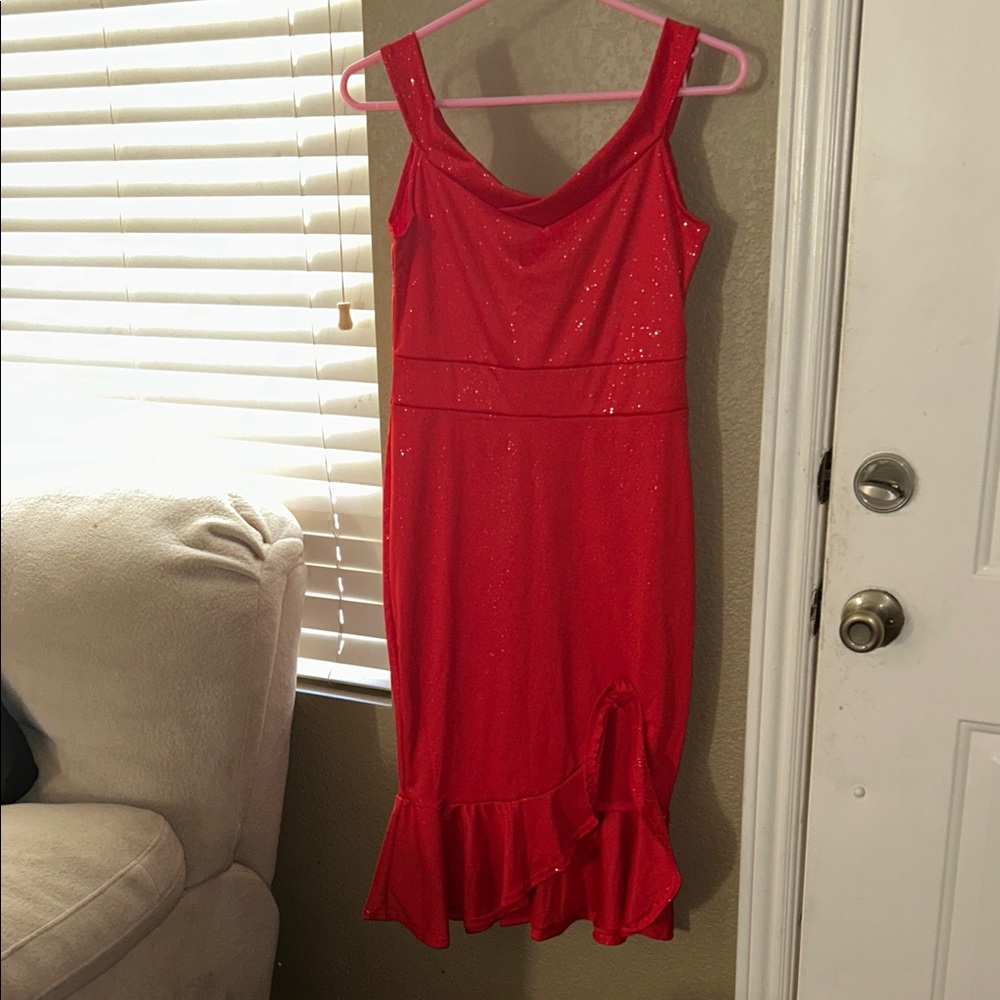 Elegant Red Sleeveless (off the shoulder) Dress